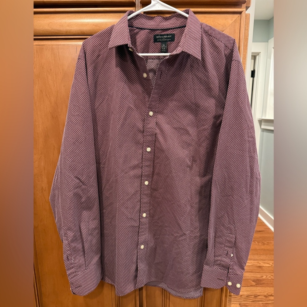 Banana Republic Burgundy Shirt with beautiful cross stitching size XL